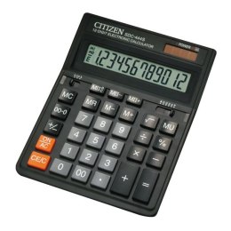 Citizen Kalkulator SDC444S, czarna, biurkowy, 12 miejsc, podwójne zasilanie