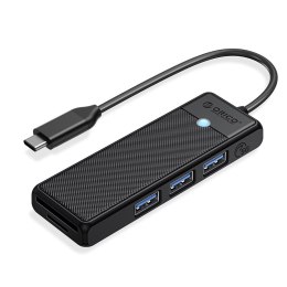 Orico Hub USB-C 3x USB-A czytnik kart 5Gbps czarny