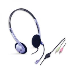 Genius HS-02B, słuchawki z mikrofonem, regulacja głośności, czarno-srebrna, 2x 3.5 mm jack