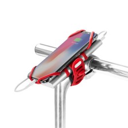 Uchwyt rowerowy na telefon i powerbank Bone Bike Tie 3 Pro Pack, na rower, regulowany rozmiar, czerwony, 4-6.5", silikon, na kie