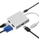 Adapter USB 3.1 C na VGA USB 3.0 RJ45 1Gb/s + PD