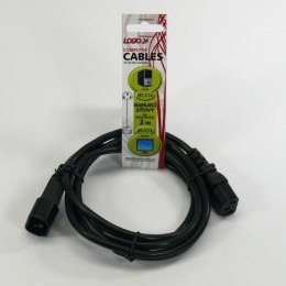 Kabel sieciowy 230V przedłużacz, C13 - C14, 2m, VDE approved, czarny, Logo