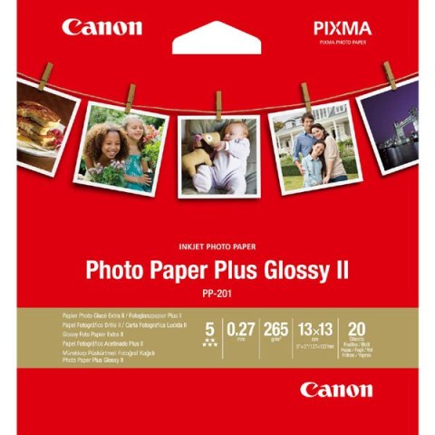 Canon Photo Paper Plus Glossy II, foto papier, połysk, biały, 13x13cm, 5x5", 265 g/m2, 20 szt., 2311B060, atrament