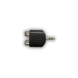 Audio redukcja, Jack (3,5mm) M - 2x CINCH F, stereo, czarna, Logo
