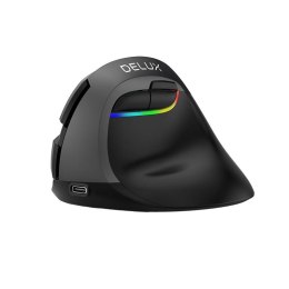 Bezprzewodowa mysz pionowa Delux M618Mini BT+2.4G RGB 4000DPI (czarna)