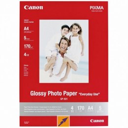 Canon Glossy Photo Paper, foto papier, połysk, GP-501 typ biały, 21x29,7cm, A4, 200 g/m2, 5 szt., 0775B076, atrament