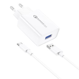 Ładowarka sieciowa Foneng EU13 + kabel USB do USB-C, 3A (biała)