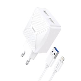 Ładowarka sieciowa Foneng EU35 2x USB + kabel USB do Lightning 2.4A (biała)