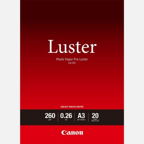 Canon LU-101 Photo Paper, foto papier, połysk, biały, A3, 260 g/m2, 20 szt., 6211B007, atrament