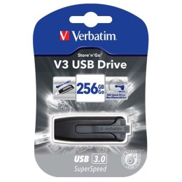Verbatim USB pendrive  USB 3.0, 256GB, V3, Store N Go, czarny, 49168, USB A, z wysuwanym złączem