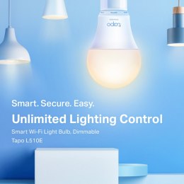 LED żarówka TP-LINK Tapo L510E, E27, 220-240V, 8.7W, 806lm, 2700k, ciepła biel, 15000h, stmívatelná chytrá Wi-Fi žárovka