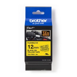 Brother oryginalny taśma do drukarek etykiet, Brother, TZE-FX631, czarny druk/żółty podkład, laminowane, 8m, 12mm, flexibilní
