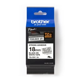 Brother oryginalny taśma do drukarek etykiet, Brother, TZE-S241, czarny druk/biały podkład, laminowane, 8m, 18mm, mocny klej