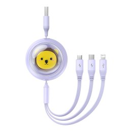 Kabel ładowania 3w1 Baseus USB do USB-C, USB-M, Lightning 3,5A, 1,1m (fioletowy)