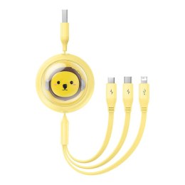 Kabel ładowania 3w1 Baseus USB do USB-C, USB-M, Lightning 3,5A, 1,1m (żółty)