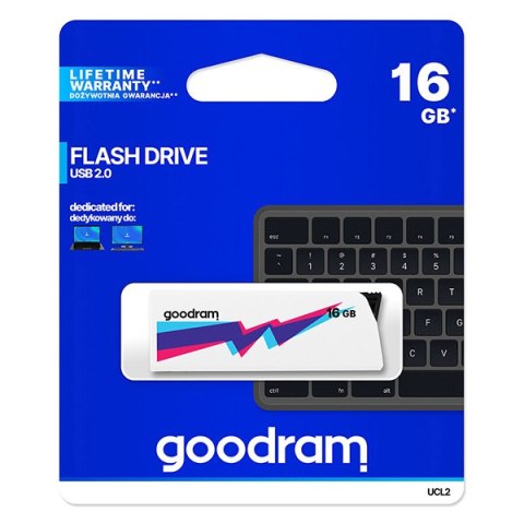 Goodram USB pendrive  USB 2.0, 16GB, UCL2, biały, UCL2-0160W0R11, USB A, wysuwane złącze
