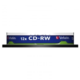 Verbatim CD-RW, 43480, SERL Scratch Resistant, 10-pack, 700MB, 12x, 80min., 12cm, bez możliwości nadruku, cake box, do archiwiza