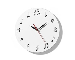 Zegar dla muzyka, nuty zamiast godzin, biały