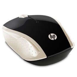 HP Mysz 200 Gold, 1000DPI, 2.4 [GHz], optyczna, 3kl., bezprzewodowa, złota, 2 szt AAA, MacOS X 10.x,Google Chrome OS, MS Windows