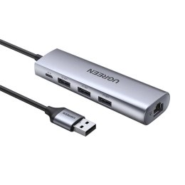 UGREEN CM266 Hub Adapter 5w1 USB, 3x USB 3.0, micro USB, RJ45 (szary)