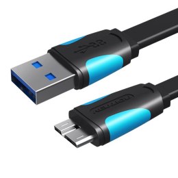 Płaski przedłużacz USB3.0 A męski do Micro B męski Vention VAS-A12-B150 1,5m czarny