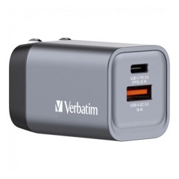 Ładowarka Verbatim GNC-35, GaN 35W, 1 x USB-CR PD 35 W / 1 x USB-A QC (EU/UK/US)