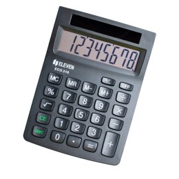 Eleven Kalkulator ECC210, czarna, biurkowy, 8 miejsc, zasilane energią słoneczną
