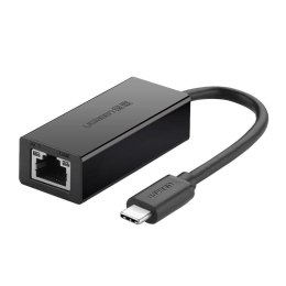 Adapter zewnętrzny Gigabit Ethernet RJ45 do USB-C męski UGREEN 30287, 10/100 Mbps (czarny)