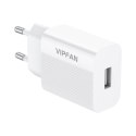 Ładowarka sieciowa Vipfan E01, 1x USB, 2.4A + kabel USB-C (biała)