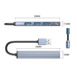 Orico Hub USB 5Gbps 1*USB-A 3.1, 3*USB-A 2.0, alu