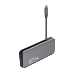 Adapter Hub 10w1 MOKiN USB-C do 3x USB 3.0 + USB-C charging + HDMI + 3.5mm audio + VGA + 2x RJ45 + Micro SD Reader ( srebrny)