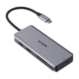 Adapter/Stacja Dokująca MOKiN 9w1 USB C do 2x USB 2.0 + USB 3.0 + 2x HDMI + DP + PD + SD + Micro SD (srebrny)