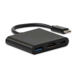 USB/Video Adapter + HUB, DP Alt Mode, HDMI F + USB C F (PD) + USB A F, czarny, All New box 4K2K@30Hz, USB Power Delivery