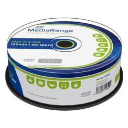 Mediarange DVD-R, MR403, 4.7GB, 16x, cake box, 25-pack, bez możliwości nadruku, 12cm, Standard, do archiwizacji danych