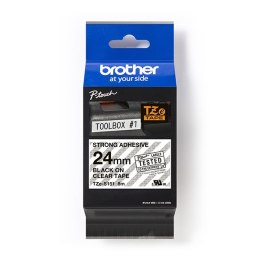 Brother oryginalny taśma do drukarek etykiet, Brother, TZE-S151, czarny druk/przezroczysty podkład, laminowane, 8m, 24mm, mocny 