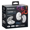 Defender Twins 910, słuchawki z mikrofonem, regulacja głośności, biała, douszne, bluetooth