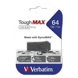 Verbatim USB pendrive, USB 2.0, 64GB, ToughMAX, czarny, 49332, USB A, kompozyt KyronMAX(tm)
