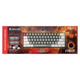 Defender FORGE GK-345, klawiatura US, do gry, mechaniczna rodzaj bezprzewodowa, czarno-szara, podświetlenie, czerwone przełączni