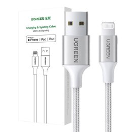 Kabel Lightning do USB UGREEN 2.4A US199, 1m (srebrny)