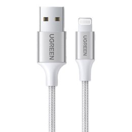 Kabel Lightning do USB UGREEN 2.4A US199, 1m (srebrny)