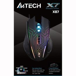 Mysz przewodowa, A4Tech X87 Oscar Neon, czarna, optyczna, 2400DPI