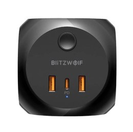 Ładowarka sieciowa Blitzwolf z 3 gniazdami AC, BW-PC1, 2x USB, 1x USB-C, (czarna)