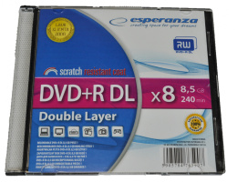 DVD+R PŁYTA 8,5GB X8 dual layer - SLIM CASE 1 SZT