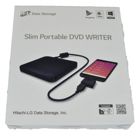 Nagrywarka zewnętrzna DVD -/+ R/RW Slim USB + OTG Hitachi-LG GP95NB70 (czarna)