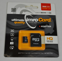 IMRO KARTA PAMIĘCI 32GB MICROSDHC KL. 10 UHS-3 + ADAPTER