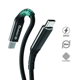 Crong Kabel 60W USB-C USB-C w oplocie 150cm czarny
