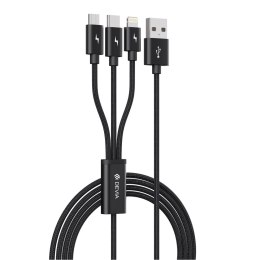 Devia kabel 3w1 Gracious USB - Lightning + USB-C + microUSB 1,2 m 3A czarny
