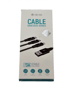 Devia kabel 3w1 Gracious USB - Lightning + USB-C + microUSB 1,2 m 3A czarny