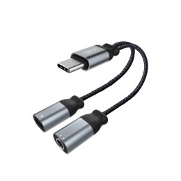 XO adapter audio NBR160B USB-C do jack 3,5mm + USB-C czarny ładuj i słuchaj