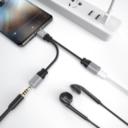 XO adapter audio NBR160B USB-C do jack 3,5mm + USB-C czarny ładuj i słuchaj